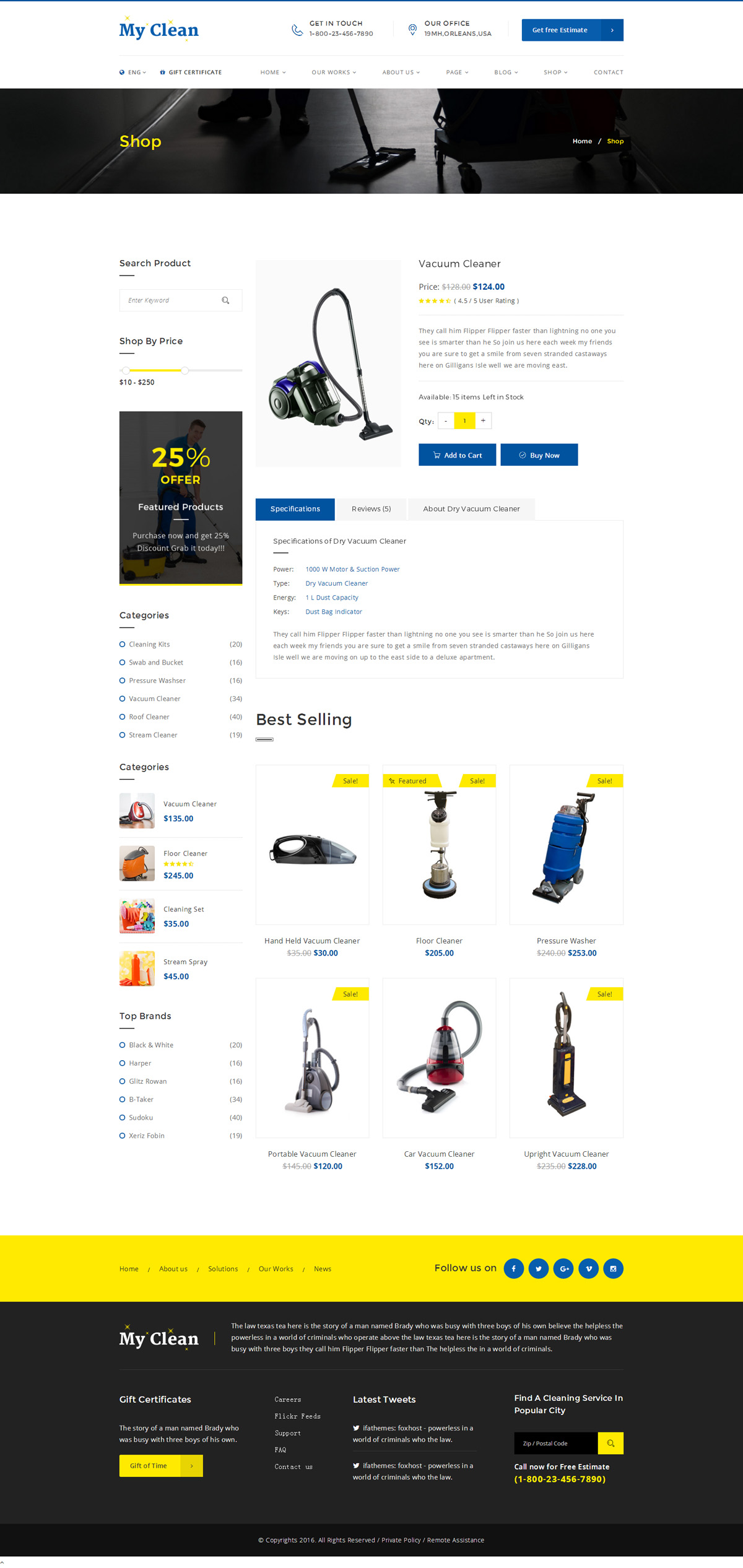 HTML5保洁家政服务公司网站模板带产品商城html模板 - MyClean